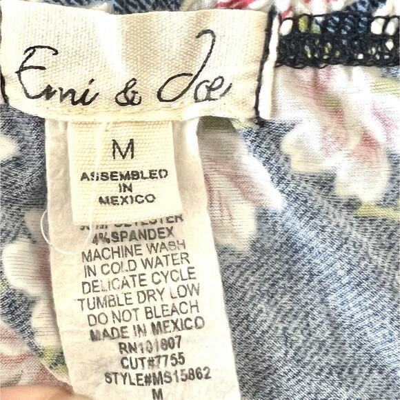 Emi & Joe Women's Medium Long Skirt Blue & Pink Floral Flare A-Line Dressy - Picture 10 of 11